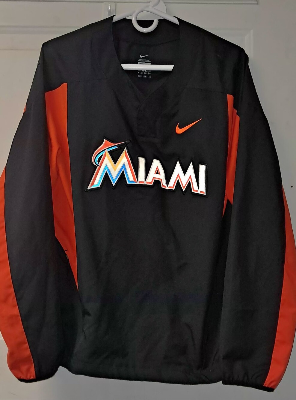 Nike MLB Miami Marlins Mens Med Pullover Windbreaker Jacket. Black